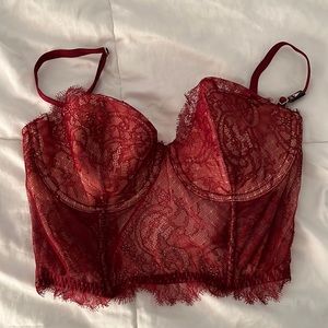 Red lace Corset - cup size 32DD